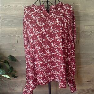 Ann Taylor floral, long sleeve peasant blouse